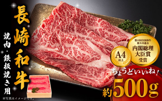 長崎和牛 約500g スライス 肉 (焼肉用) 冷凍 /長崎県産和牛 牛肉 国産牛[川下精肉店] 