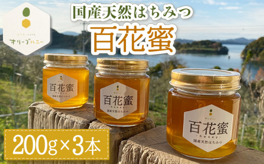 百花蜜 国産天然はちみつ 200g × 3本[嬉しい贈答箱入り!][オリーブハニー] 