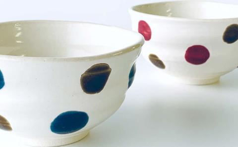 【波佐見焼】茶碗 ペアセット ドット柄【ROXY】 [SB108]