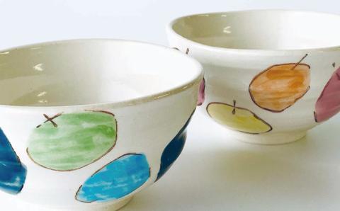 【波佐見焼】茶碗 ペアセット ポム柄【ROXY】 [SB110]