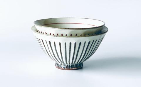 【波佐見焼】茶碗 ペアセット 面取白化粧十草 【ROXY・HASAMI】 [SB113]