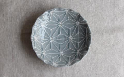 【波佐見焼】ホワイトライン麻 波 プレート M グレー【翔芳窯】 [FE15]