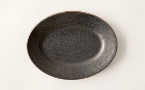 【波佐見焼】UTAGE オーバル プレート S ブラック 5点セット【藍染窯】 [JC30]