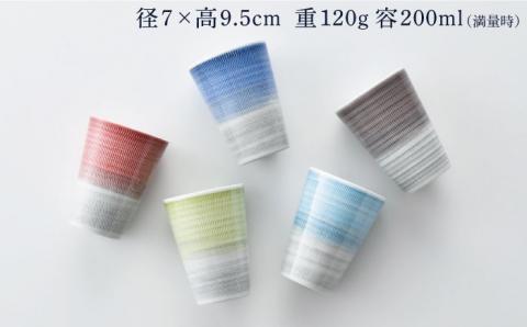 【波佐見焼】色染め流し フリーカップ（中）5色セット【一真窯】 [BB48]