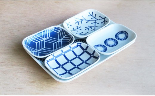 【波佐見焼】EVOTRA 角大皿と角小皿 角皿 セット（化粧箱入り）【くらわんか】 [AA43]