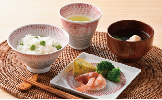 【波佐見焼】富士碗 富士カップ 色染飛カンナスクエア皿 茶碗 カップ プレート ペアセット【一真窯】 [BB07]