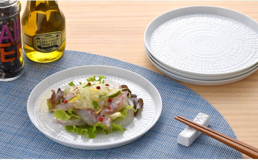 【波佐見焼】飛び鉋 丸プレート 皿 16cm 4枚セット 【一真窯】 [BB28]