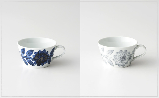 【波佐見焼】デイジー（青・グレー）マグカップ・ソーサー・プレート セット【西山】【NISHIYAMAJAPAN】 [CB04]