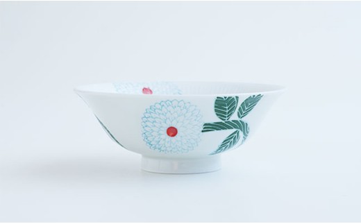 【波佐見焼】ダリア柄 マルチ碗 茶碗  ペアセット（小皿付）【勲山製陶】 [CD02]