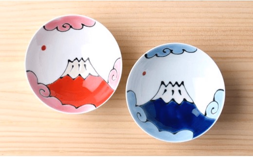 【波佐見焼】 富士山 茶碗 赤富士・青富士 セット【大新窯】 [DC07]