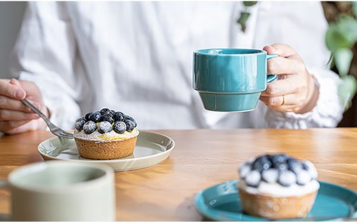 【波佐見焼 マルヒロ】HASAMI SEASON 01 ブロックマグペアセット（2点）イエローベージュ×グリーン [EB38]