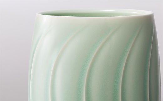 【波佐見焼】伝統工芸士・山口正美氏作 流水紋花入 花瓶 (AZ-1)【山口正右衛門窯】 [KD01]