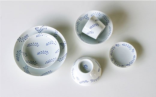 【波佐見焼】染蒼 kusa 茶碗 ボウル そばちょこ 含む 6点セット【石丸陶芸】 [LB32]