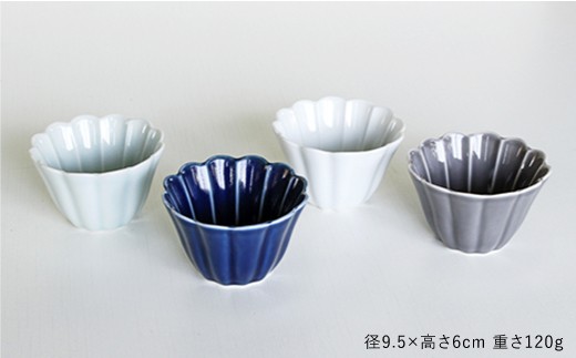 【波佐見焼】キクワリ ボウル M 4個セット【石丸陶芸】 [LB40]