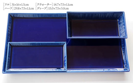 【波佐見焼】十草彫 プレート 4点セット (瑠璃色)【永泉】 [MC30]