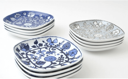 【波佐見焼】フラワーパレード 取皿 小皿 3カラー 各4計12枚セット【福田陶器店】 [PA31]