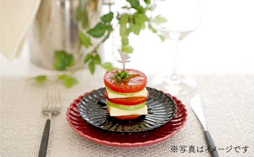 【波佐見焼】花しのぎ トリオ和皿 プレート (鶯茶・紅・墨)【団陶器】 [PB15]