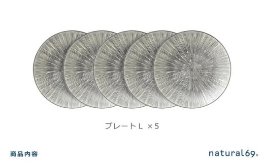【波佐見焼 利左エ門窯】 Sen彫プレートL 5枚セット【natural69】 [QA42]