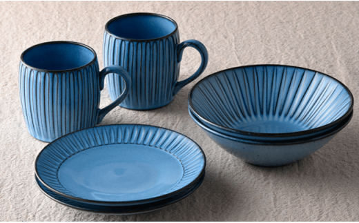 【波佐見焼】蒼鎬（あおしのぎ）モーニングペアセット スープカップ ボウル 食器【利左エ門窯】 [QB17]