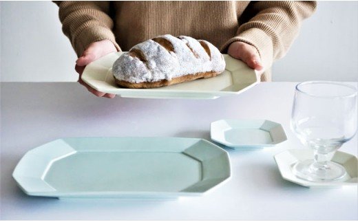 【波佐見焼】角 プレート L・S ミントブルー・アイボリー 4枚セット【永峰製磁】【eiho】 [RA39]