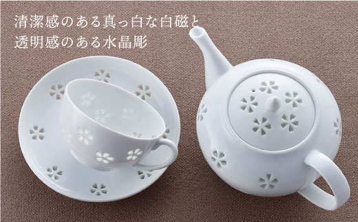 【波佐見焼】水晶花詰ティータイム ティーポット カップ ソーサー ペアセット【丹心窯】 [AB20]