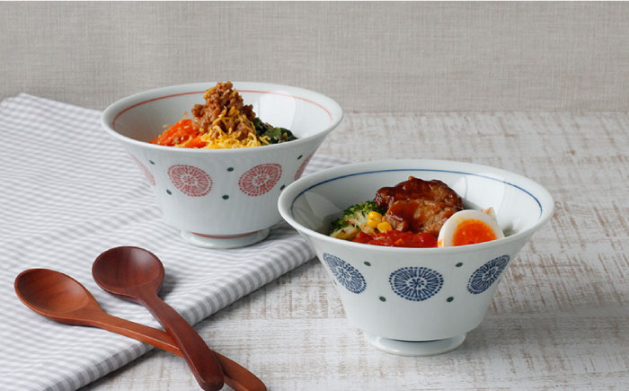 【波佐見焼】輪花 おしゃれDON どんぶり ミニ ペアセット【Cheer house】 [AC120]