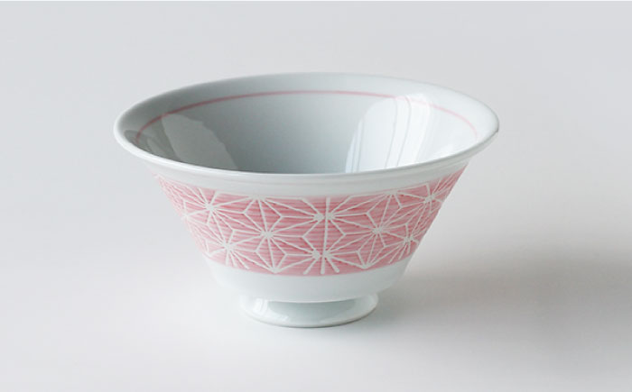 【波佐見焼】麻の葉 おしゃれDON どんぶり ピンク【Cheer house】 [AC126]