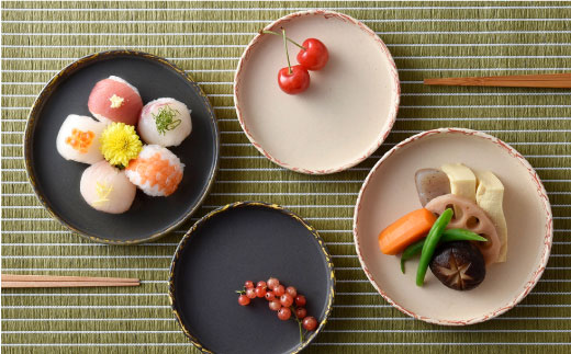 【波佐見焼】撥水花散らし お皿 セット【長十郎窯】 [AE05]