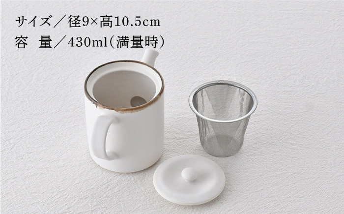 【波佐見焼】ティーポット 渕錆ホワイト 茶こし付き【長十郎窯】 [AE100]