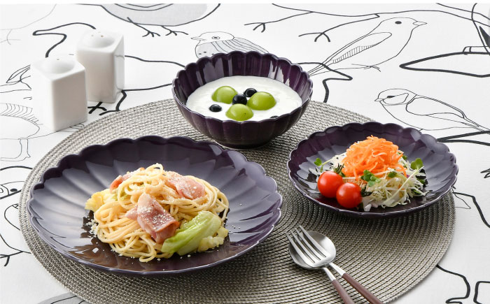 【波佐見焼】RINKA プレート ボウル 3点セット 紫【長十郎窯】 [AE27]