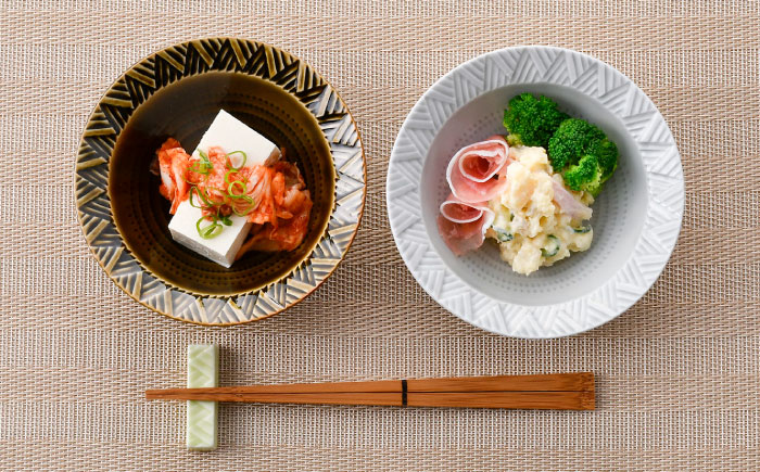 【波佐見焼】WAVE小鉢2個セット（グレー・ブラウン）食器 皿【一真窯】 [BB61]