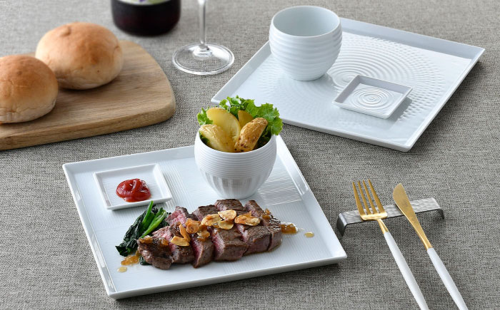 【波佐見焼】白磁手彫 オシャレなくつろぎ６点セット 食器 皿【一真窯】 [BB65]