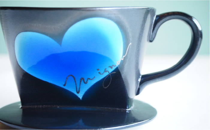 【波佐見焼】mignon ハート ドリッパー ブルー【紫明窯・作家はな】【陶藤】 [BE27]