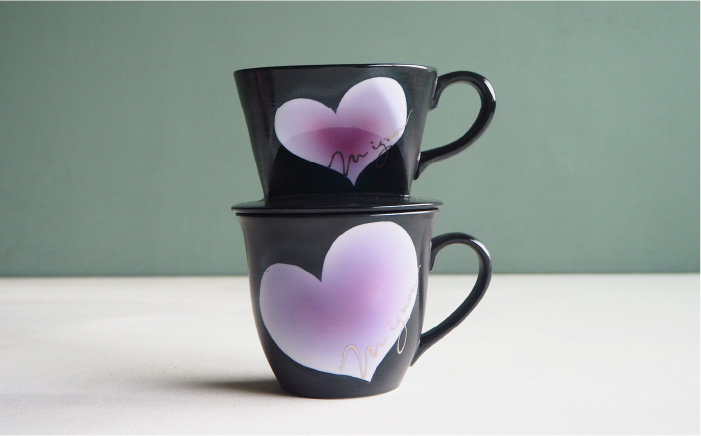 【波佐見焼】mignon ハート ドリッパー・マグ セット 紫【紫明窯・作家はな】【陶藤】 [BE32]
