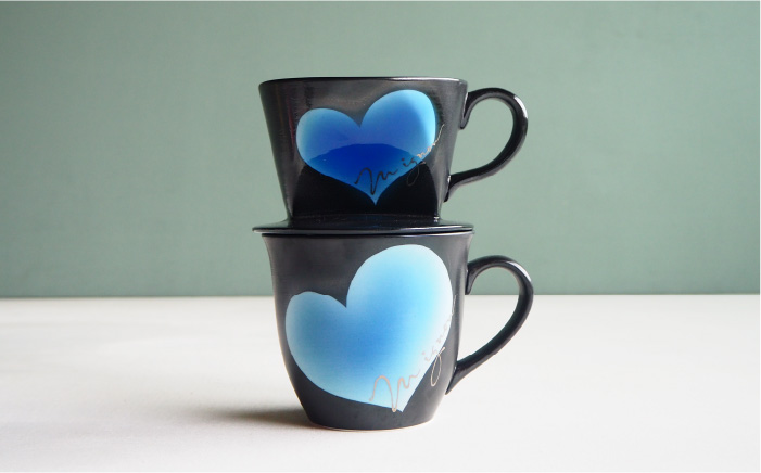 【波佐見焼】mignon ハート ドリッパー・マグ セット ブルー【紫明窯・作家はな】【陶藤】 [BE33]