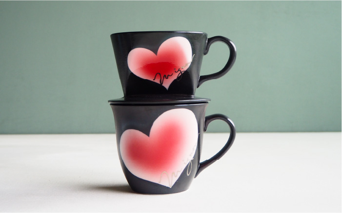 【波佐見焼】mignon ハート ドリッパー・マグ セット 赤【紫明窯・作家はな】【陶藤】 [BE34]
