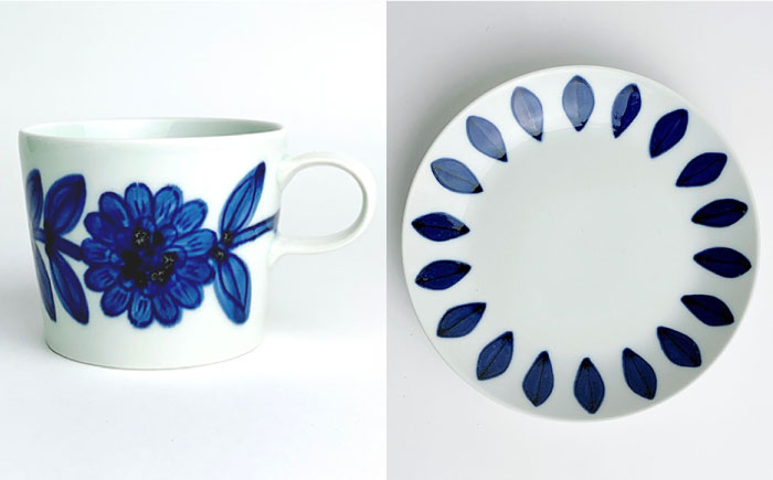 【波佐見焼】デイジー （青・グレー） コーヒーカップ・ソーサー・プレート 22cm 6点セット【西山】【NISHIYAMAJAPAN】 [CB114]