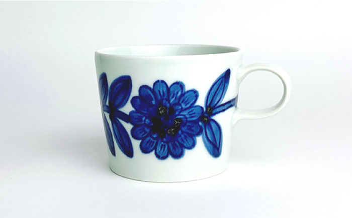 【波佐見焼】デイジー （青・グレー） コーヒーカップ＆ソーサー  ペアセット【西山】【NISHIYAMAJAPAN】 [CB115]