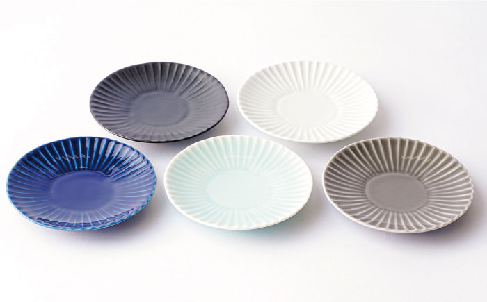 【波佐見焼】しのぎ 小皿 5枚セットB【一龍陶苑】 [CC58]