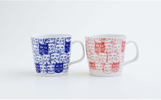 【波佐見焼】【かるがる♪】マグカップ Cats（キャッツ）ペアセット 食器 皿 【勲山製陶】 [CD07]