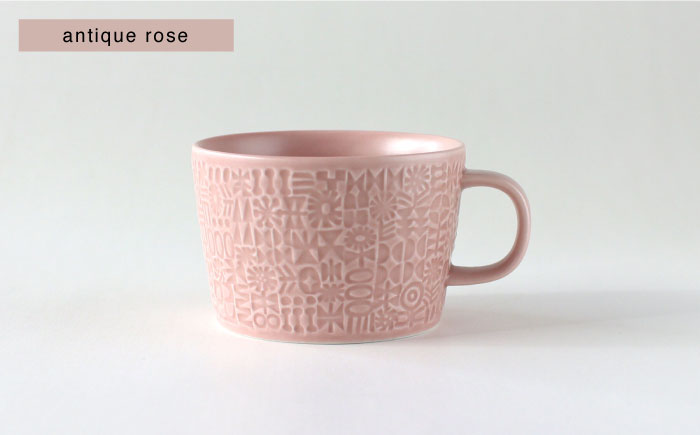 【波佐見焼】PATTERNED PLATE,MUG セット antique rose 【BIRDS’ WORDS】 [CF088]