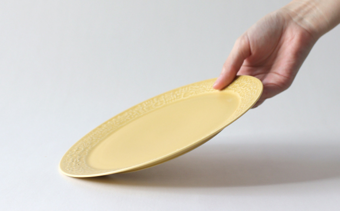 【波佐見焼】PATTERNED PLATE 21 yellow 【BIRDS’ WORDS】 [CF092]