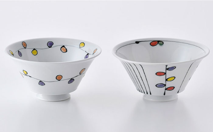 【波佐見焼】イケメン丼 どんぶり 2個セット（波風船、木立）【大新窯】 [DC104]