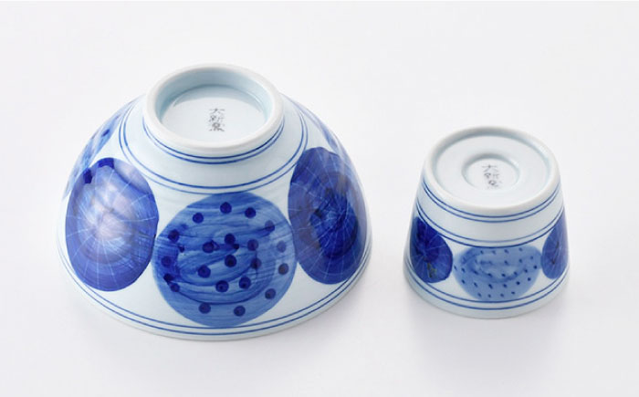 【波佐見焼】染付丸丼 どんぶり そばちょこ セット（点丸紋）【大新窯】 [DC107]