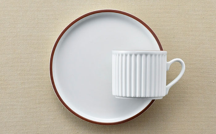 【波佐見焼】ギアシリーズ カップ＆ソーサー ホワイト プレート マグカップ ペアセット 17.5cm 6寸【大新窯】 [DC115]