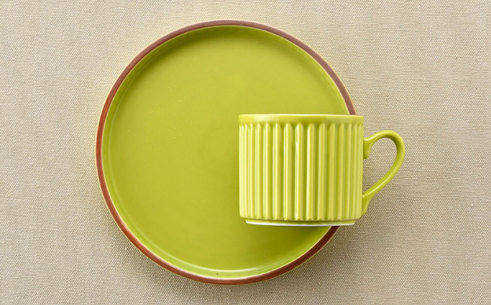 【波佐見焼】ギアシリーズ カップ＆ソーサー ライトグリーン プレート マグカップ 17.5cm 6寸【大新窯】 [DC118]