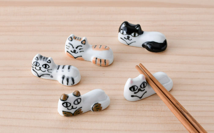 【波佐見焼】にゃんこの箸置き 5種 カトラリー Bセット【大新窯】 [DC154]