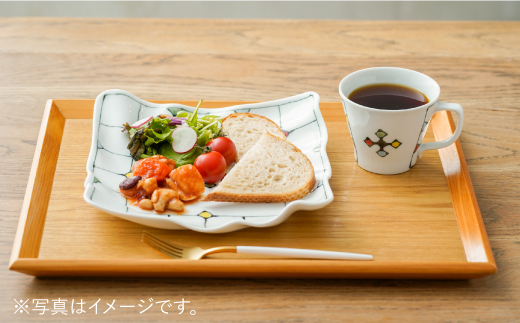 【波佐見焼】ステンドグラス柄 波 プレート （大）・マグカップ【大新窯】 [DC72]