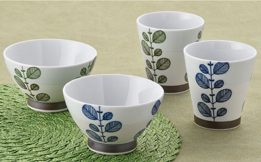 【波佐見焼】ミント くらわんか 茶碗 カップ 各2色 計4点セット【新生和】 [DE01]