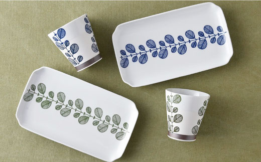 【波佐見焼】ミント くらわんか カップ・角 プレート 各2色 計4点セット【新生和】 [DE04]